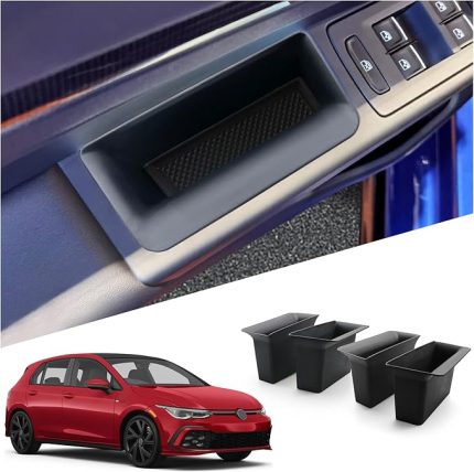 VW Golf 8 2020-2024 2025 ile uyumlu araç kapı kolu saklama kutusu, araç kapı kolu düzenleyici tepsi araç kapı kolu düzenleyici tepsi orta konsol düzenleyici Golf 8 aksesuar [4 adet]