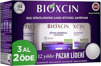 Siyah Sarımsak 3 Al 2 Öde Saç Dökülmesine Karşı Bitkisel Şampuan (3 x 300 ml)