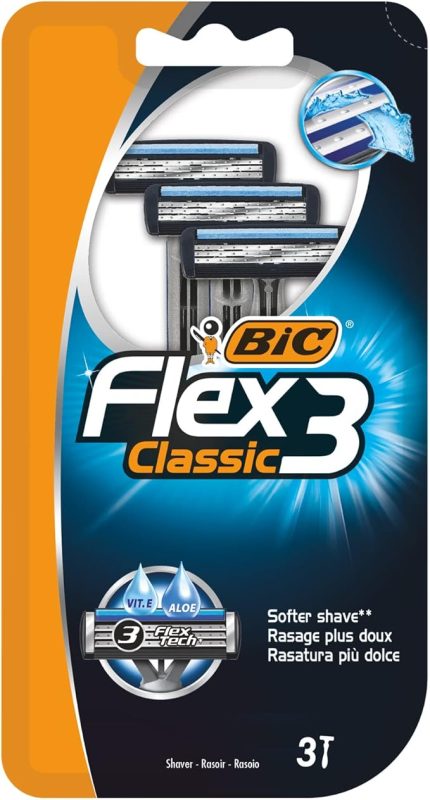 Flex 3 Erkek Tıraş Bıçağı 3'lü Blister (3 Bıçak), Birbirinden Bağımsız Hareket Edebilen 3 Bıçak, Oynar Başlık, Aloe Vera ile Zenginleştirilmiş Kayganlaştırıcı Jel Şerit