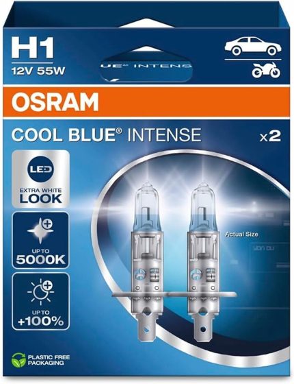 H1 Cool Blue Intense Far Lambası, 12V 55W, 5000K LED Beyaz Işık, 2'li Paket