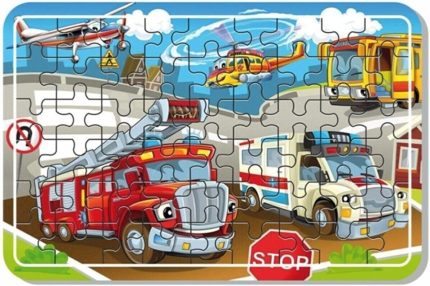 Arabalar A4 54 Parça Puzzle, Oyuncak, Yapboz 54 Parça Ahşap Puzzle