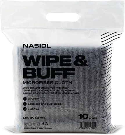 Wipe&Buff Mikrofiber Seramik Kaplama Uygulama Bezi 10'lu Paket, Tüy Bırakmaz Detailing Bezi, Çift Taraflı Araç İçi Bakım,Temizlik Bez