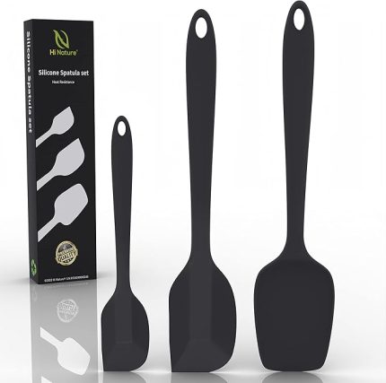 NATURE™ 3'lü Silikon Spatula Seti, Mutfak Gereçleri, Pişirme Kaşığı, Yapışmaz Yardımcı | Isıya Dayanıklı, BPA İçermez