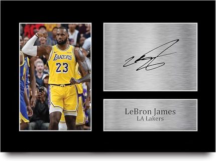 Trading Lebron James Los Angles Lakers Hediyeler Basketbol Hatıra Hayranları için Baskılı İmzalı İmza Resmi - A4