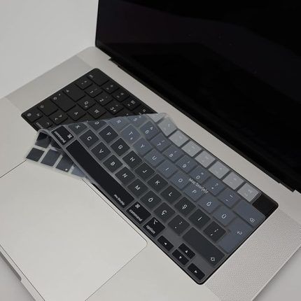 MacBook Klavye Koruyucu Türkçe Q Silikon Ombre İnce Kaymaz Yıkanabilir Air 13.6 inç 15.3 inç Pro 14 inç 16 inç M2 M3 M4 Uyumlu A3113 A3114 A3112 A3401 A3185 A3403 A3186 A2918 Siyah Gri