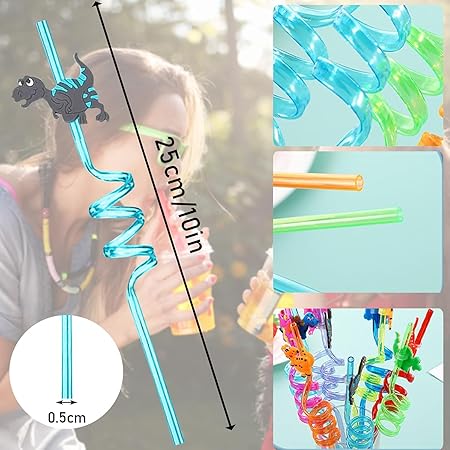 Home 4 Adet Kıvrımlı Plastik Pipet, Çocuklar için Eğlenceli Figürlü Tasarım, Renkli ve Dayanıklı İçecek Aksesuarları (4) - Görsel 5