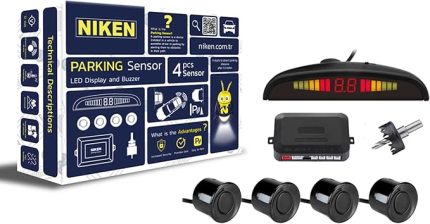 Park Sensörü Seti, 4 Sensörlü, LED Ekranlı, Ses İkazlı, Siyah