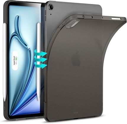 iPad Air 11 inç M3 2025/M2 2024, iPad Air 6./5./4. Nesil (2022/2020), İnce ve Hafif, Sararmaya Dayanıklı, Şeffaf Arka Kapak, Kalem Pro ve Kalem (USB-C), Zero Serisi,Mat siyah