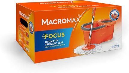 Focus Otomatik Temizlik Seti, Pedalsız Döner Sıkmalı 360 Başlıklı Mikrofiber Paspas
