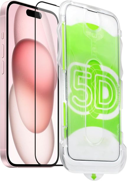 iPhone 15 İçin Kolay Kurulum Kitli Takılırken Camın Altında Kesinlikle Toz Bırakmayan Ekstra Güçlendirilmiş Tam Koruma Sağlayan Pürüzsüz Lazer Kesim Premium Ekran Koruyucu Kırılmaz Cam