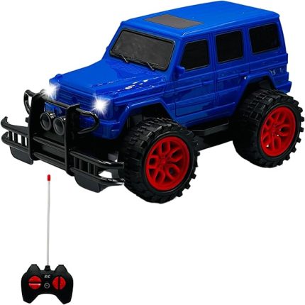 Uzaktan Kumandalı Pilli Full Fonksiyon Işıklı Drift Atabilen OffRoad Yüksek Teker Araba Jeep, Kutulu ve Dayanıklı Malzeme (Mavi)