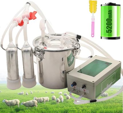Elektrikli Darbeli Sağım Makinesi, Keçi Sağım Makinesi, 3-5 Saat Pil ömrü | Süt Dolunca Otomatik Durma | Ayarlanabilir Emiş, Sığır Ve Koyunların Memelerini Korur,Sheep-5L