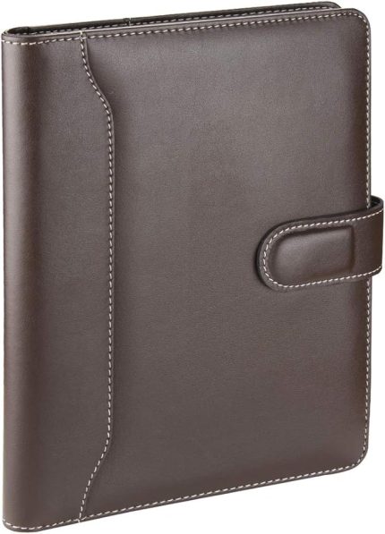 4534 Ajanda TARİHSİZ Kareli 17x24 cm. Ajanda/Defter Hesap Makineli Suni Deri Organizer, Kahverengi