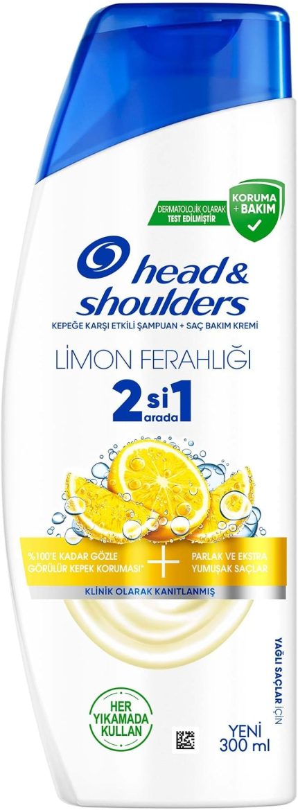 & Shoulders Limon Ferahlığı 2'si 1 Arada Yağlı Saçlar için Kepeğe Karşı Etkili Şampuan 300ml