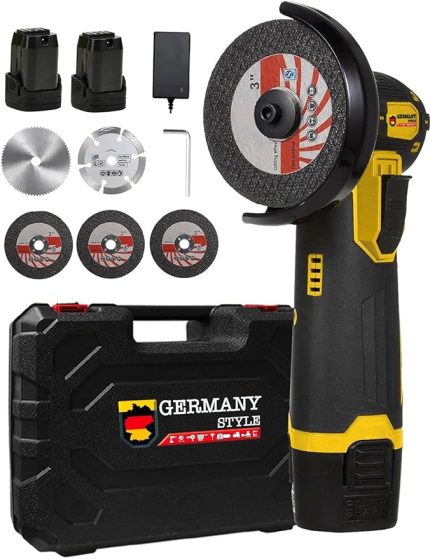 Germany Style Alman-MS365 Çift Akülü Açılı Şarjlı Avuç Taşlama Demir Kesme 75mm