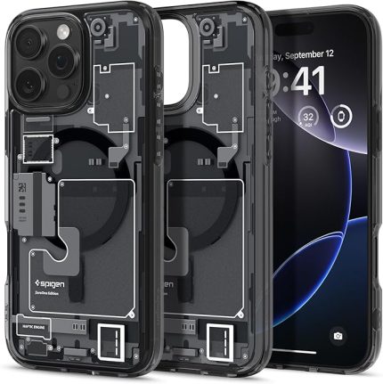 iPhone 16 Pro Max ile Uyumlu MagSafe Kılıf Ultra Hybrid Zero One Mag Fit Sararmaya Dayanıklı Tasarım Siyah Şeffaf Kapak - ACS08004 (Spigen TR Garantili)