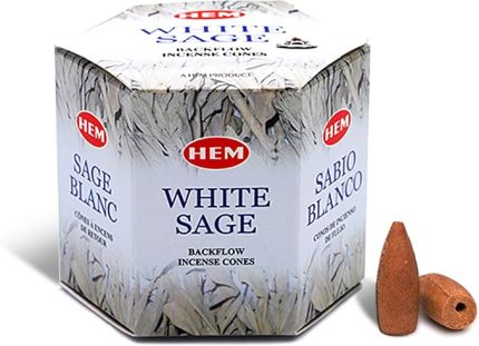 Tütsü Geri Akış Şelale Beyaz Adaçayı Kokulu 40 Konik Tütsü - White Sage Backflow Incense Cones