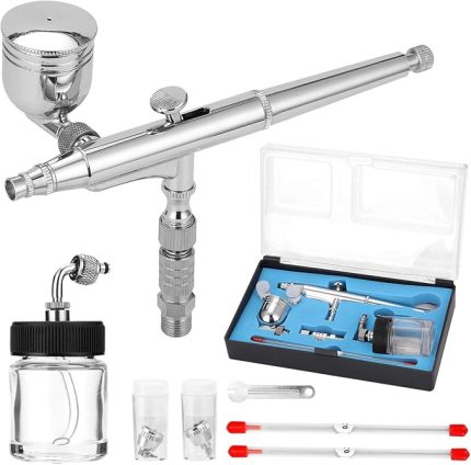 G1 / 8 Adaptör Wrentch 2 Sıvı Bardak 2 İğneler 2 Nozul ile Sanat Boyama Modeli Yapma Profesyonel Airbrush Seti