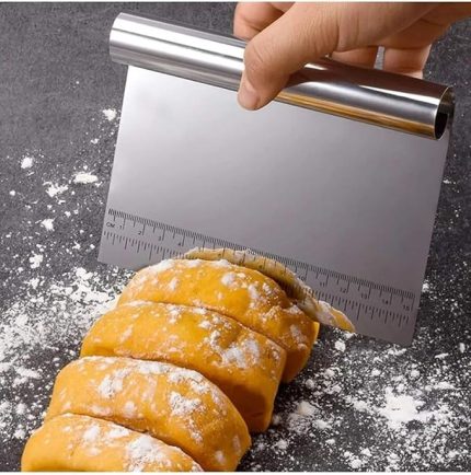 Paslanmaz Çelik Hamur Kesme ve Kazıyıcı Spatula Ölçü Çizgili Pasta Kek Kesici Aparat