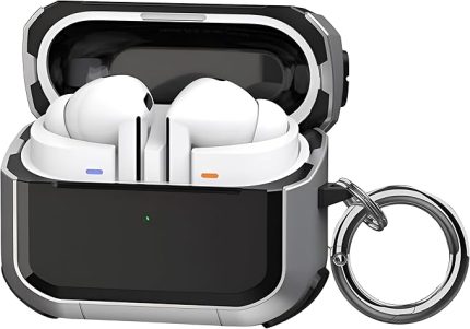 Samsung Galaxy Buds 3 Pro, Buds 3 ve Buds 3 FE ile Uyumlu Darbelere Karşı Ultra Güçlü Çift Renkli Sert Kenarlı Mat Silikon Kılıf (Gri, Galaxy Buds 3 Pro/3/3 FE)