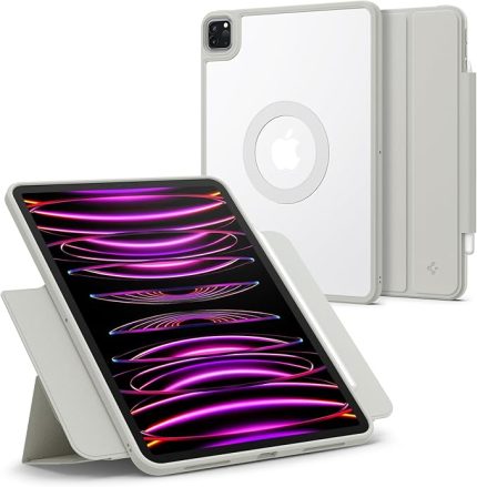 iPad Pro 12.9'' (2022/2021) Kılıf Air Skin Pro OneTap Metal Ring MagFit Gray - ACS06510