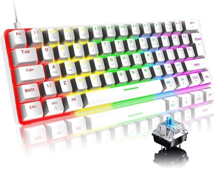 Blic Oyuncu Klavyesi RGB Klavye 20 Modlu Ayarlanabilir Renk Seçeneği RGB Suya Ve Toza Dayanıklı Klavye Oyun Klavyesi Oyuncu Klavye Mekanik Klavye Aydınlatmalı Klavye Mavi Switch (Beyaz)