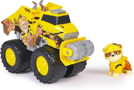 PATROL Rescue Wheels - Rubble’ın Buldozer Canavar Kamyonu, Rubble köpek figürlü, 3 yaşından büyük çocuklar için oyuncak