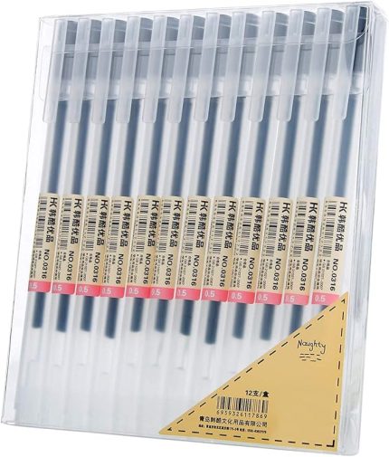 Birinci sınıf Japon tarzı siyah Jel Kalem, 12'li paket, 0,5 mm kalem ucu, günlük tutma, karalama, çizimler, notlar için