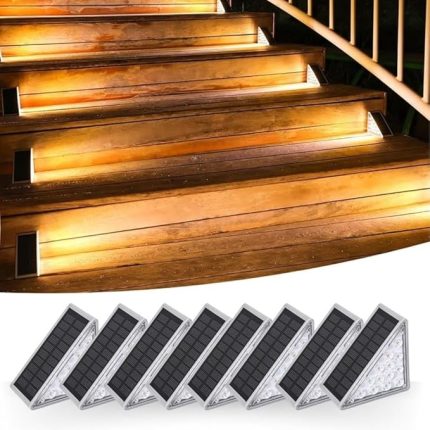 8 Adet Üçgen Güneş Enerjisi ile Şarj Olan Dış Mekan Solar Basamak Köşe Lambası