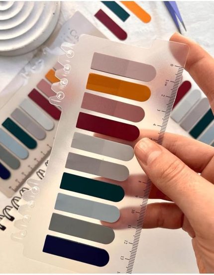 Gemi Dükkan 10 Renkli Cetvelli Retro Koyu Tonlar Oval Şeffaf Pet Indeks/Kitap Ayracı/Index Sticker/Postit Renkli 1512S566