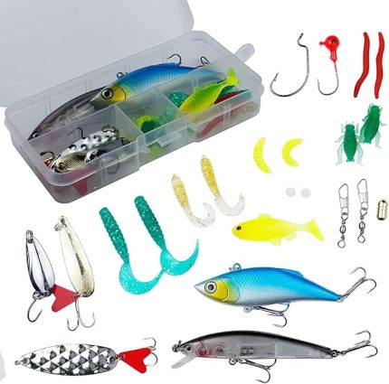 24 Parça Sahte Olta Yem ve Aksesuar Seti Silikon Rapala Jig Kaşık