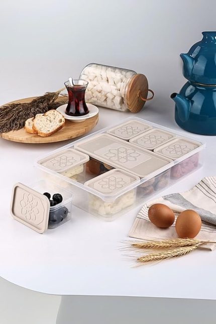Life 8 Adet Krem Kapaklı Kahvaltılık Seti Saklama Kabı MIt1164