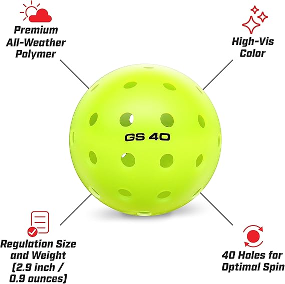 GS 40 Pickleball Topları, 4, 12 veya 36’lı Paket USAPA Kurallarına Uygun Pickleball Topları - Görsel 3
