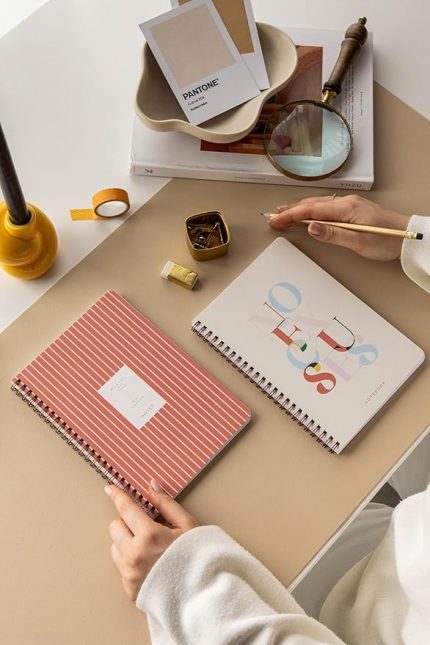 Spiralli Karton Kapak Kareli Okul Defteri 80 yaprak 2'li Set - Ders Programlı - Kırmızı