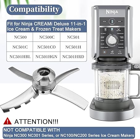 Creami Deluxe NC501 Serisi Dondurma Makineleri ile Uyumlu Yedek Kürek Bıçağı, Ninja Creamy Deluxe NC501 NC500 Serisi için Yedek Parça Aksesuarları, Paslanmaz Çelik, Gümüş - Görsel 2