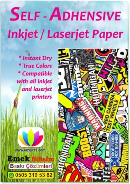 Ve Laser Uyumlu Sticker Güçlü Yapışkanlı A4 Etiket Kağıdı MAT YÜZEYLİ 120gsm (20 yaprak)