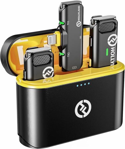 Hollyland Lark C1 iPhone için Kablosuz Yaka Mikrofonu, MFi Sertifikalı, Tak ve Çalıştır, 200m İletim ile Gürültü Önleyici Yaka Mikrofonu, 32H Çalışma Süresi, iPhone, iPad ile Uyumlu, Siyah