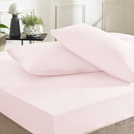 Ranforce Basic Düz Pamuk Çarşaf, Pudra, Tek Kişilik