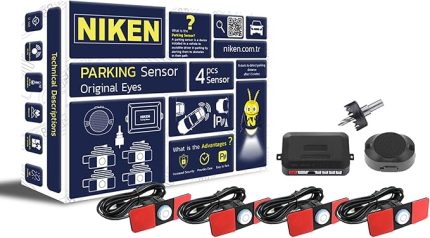 Araç Park Sensörü Beyaz, 4 Sensörlü, Orijinal Lens Görünümlü, Sesli Uyarı Sistemli, Beyaz