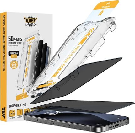 LABS iPhone 16 Serisi ile Uyumlu 5D Privacy EasyFit 2 Adet Kolay Uygulama Aparatlı Ekran Koruyucu Temperli Cam Hayalet Ekran (iPhone 16 Pro)