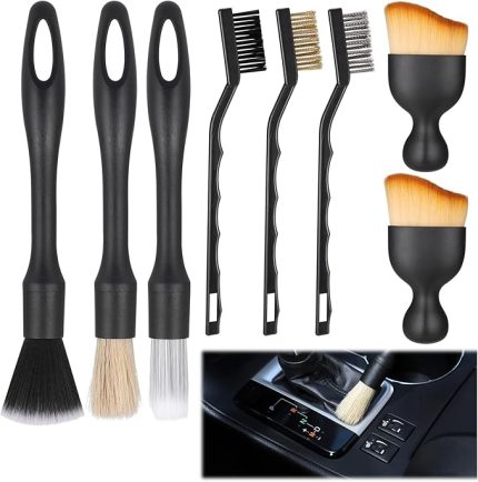 Araç temizleme fırçası, 8 adet araç temizleme fırçası seti, temizlik fırçaları, araç iç detaylandırma fırçaları, tekerlekler, motor, araç içi, havalandırma delikleri temizlemek için
