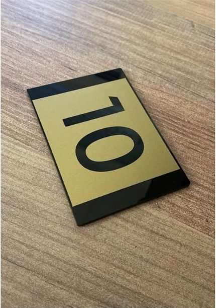 Kendinden Yapışkanlı Altın Rengi Kapı Numarası, 10 Numara, Siyah Detaylı