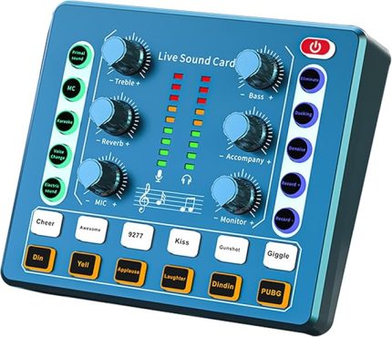 Gaming Audio Mixer Harmonika Tahta, Ses Kartı Canlı Akış Ekipmanı, Ses Kartı Oyun Ses Arayüzü, Ses Değiştirme DJ Ekipmanı
