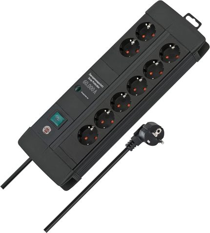 Premium-Line Duo Serisi 5 Yıl Garantili 60.000 Amper Akım Korumalı Özellikli 8 Soketli 3 Metre Kablolu Priz