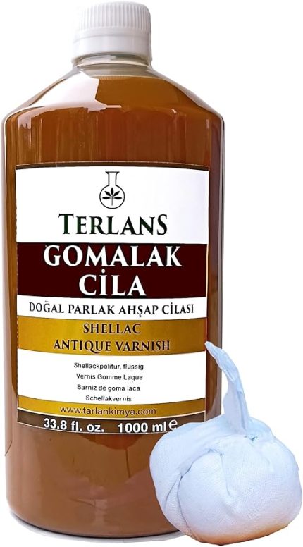 Doğal Ahşap Cilası Gomalak 1000 ml Shellac + Sürme Topu