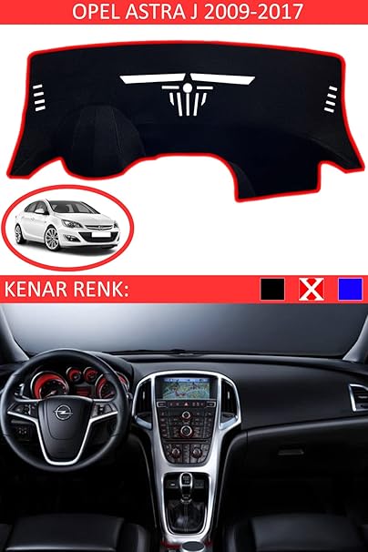 Koruma Halısı Siyah Kenar Renk Kırmızı Opel Astra J 2009-2017 ile uyumlu - Görsel 2