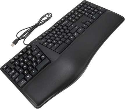 Rest Ile Ergonomik Bölünmüş Klavye - Dizüstü Bilgisayar İçin Sessiz USB 2.0 Kablolu Klavye - Gelişmiş Konfor Için .5m Kablolu 10 tuş