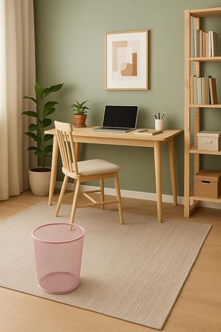 Tam Delikli Metal Fileli Toz Pembe Çöp Kovası - ND-1044