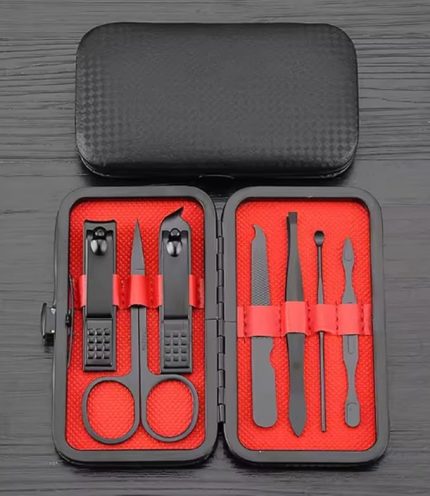 Parça Profesyonel Manikür Pedikür Seti, Siyah Taşıma Çantalı, Kırmızı İç Tasarım