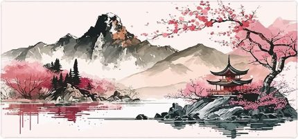 Gaming Mouse Pad 120x60 cm XXXL Büyük Dikişli Kenar Speed Oyuncu Mouse Pad(Topographic Black) (Mountain View)